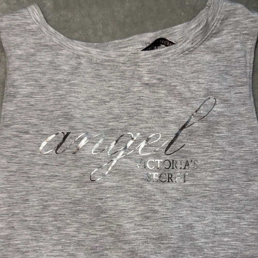 Victorias Secret Angel Tank Top Size S Gray Graphic Racerback Gym Workout Sport - Picture 6 of 14